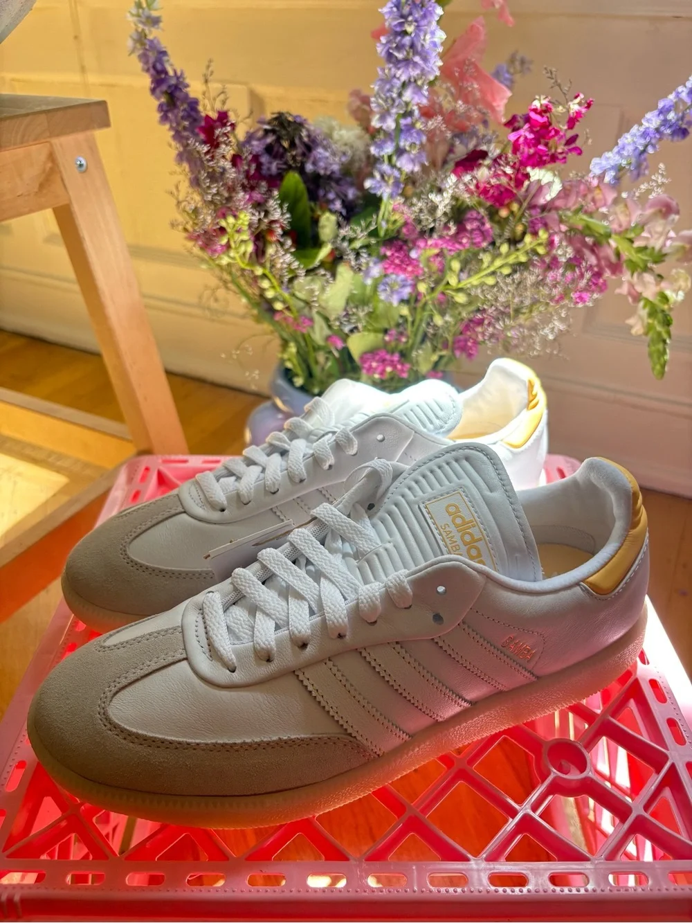 adidas samba spikeless golf shoes 'cloud white'/'ice tangerine'